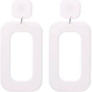 3 for $25 White Retro Acrylic Earrings